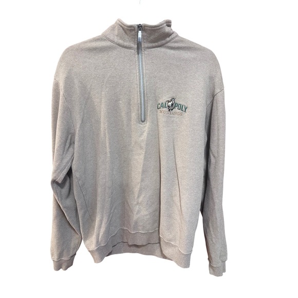 Straight Down Other - Straight Down Cal Poly Mustangs Quarter Zip Pullover Tan Cotton Mens Small